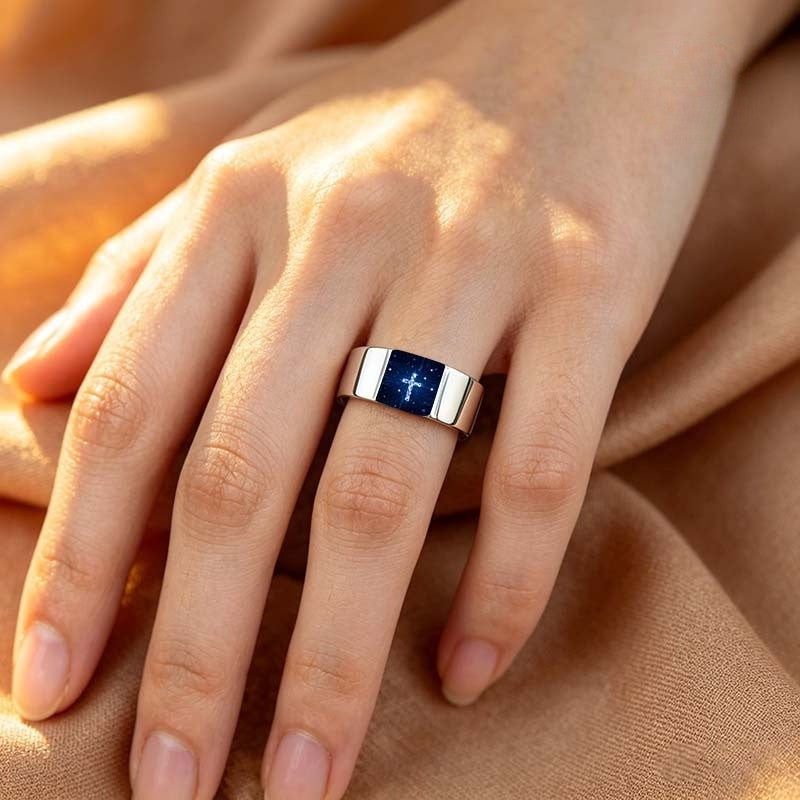 Starry Night Cross Square Ring