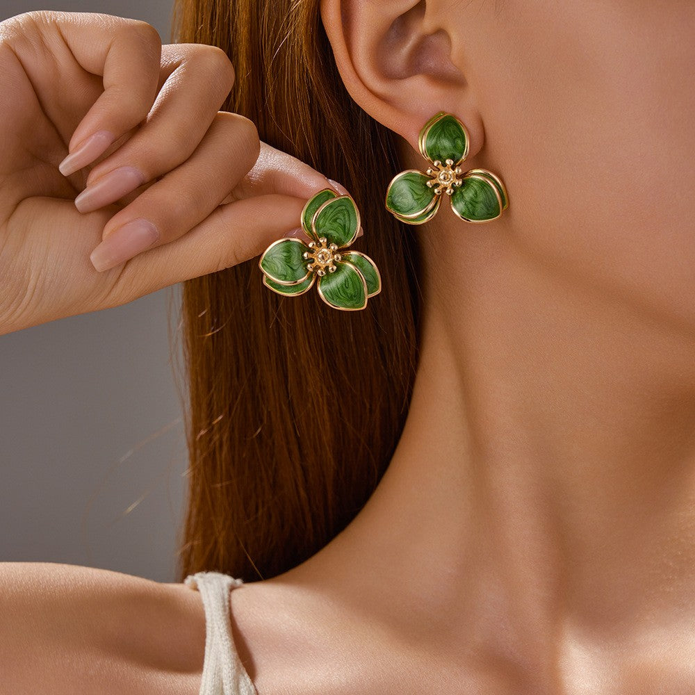 White Floral Stud Earrings