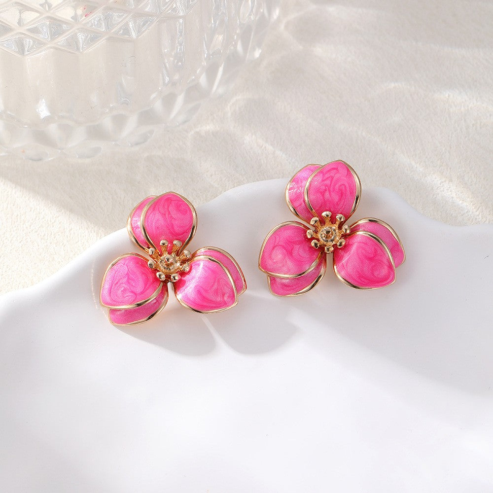 White Floral Stud Earrings