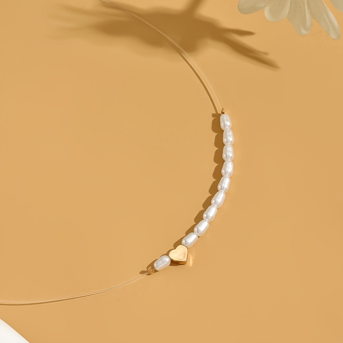 Pearl & Heart Thread Necklace