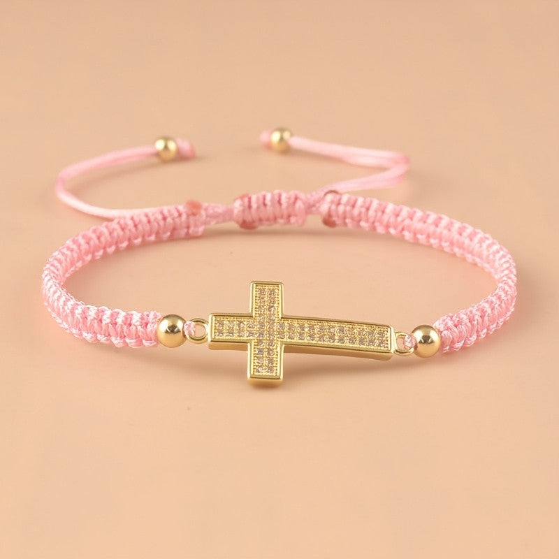Woven Zirconia Cross Bracelet