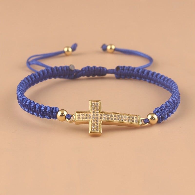 Woven Zirconia Cross Bracelet