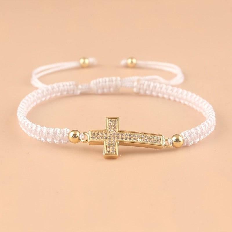 Woven Zirconia Cross Bracelet