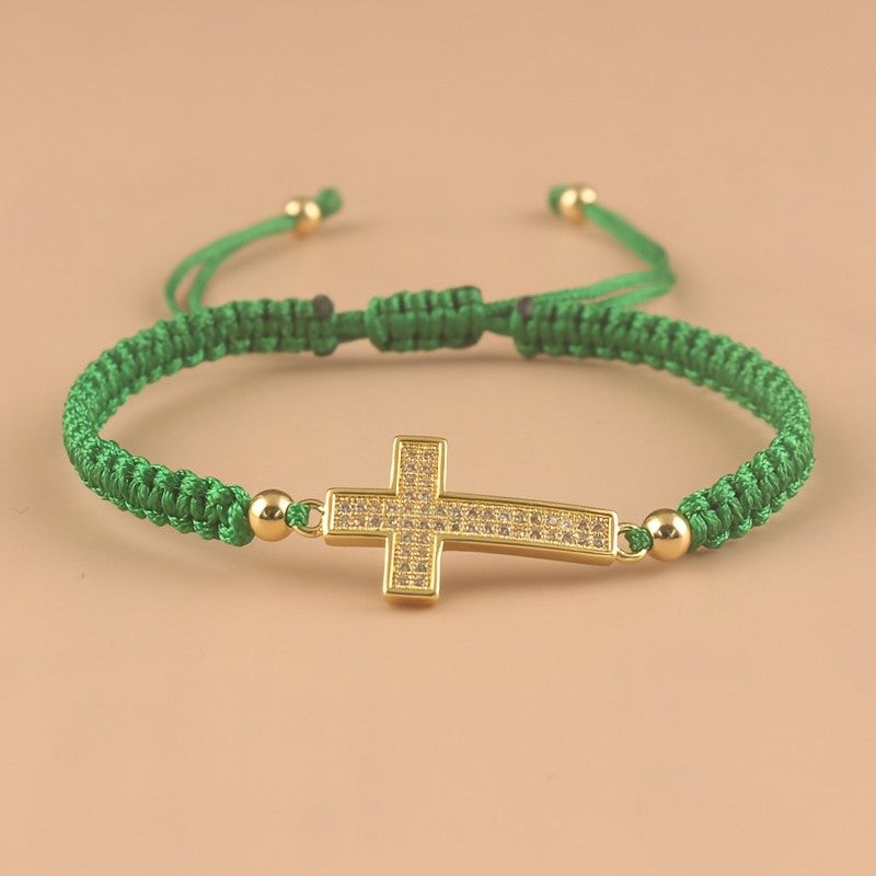 Woven Zirconia Cross Bracelet