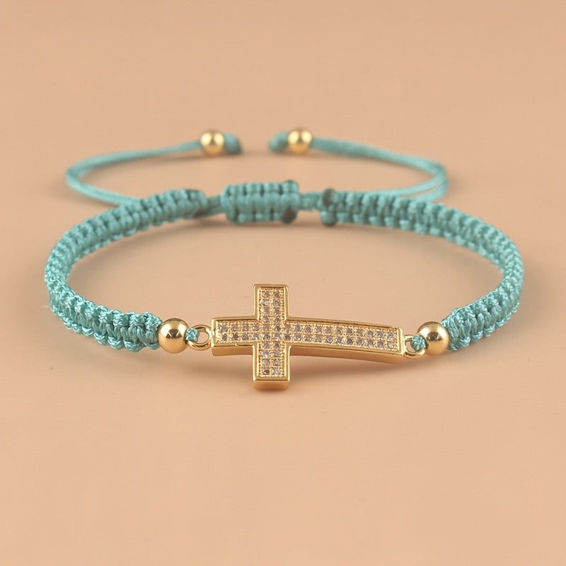 Woven Zirconia Cross Bracelet