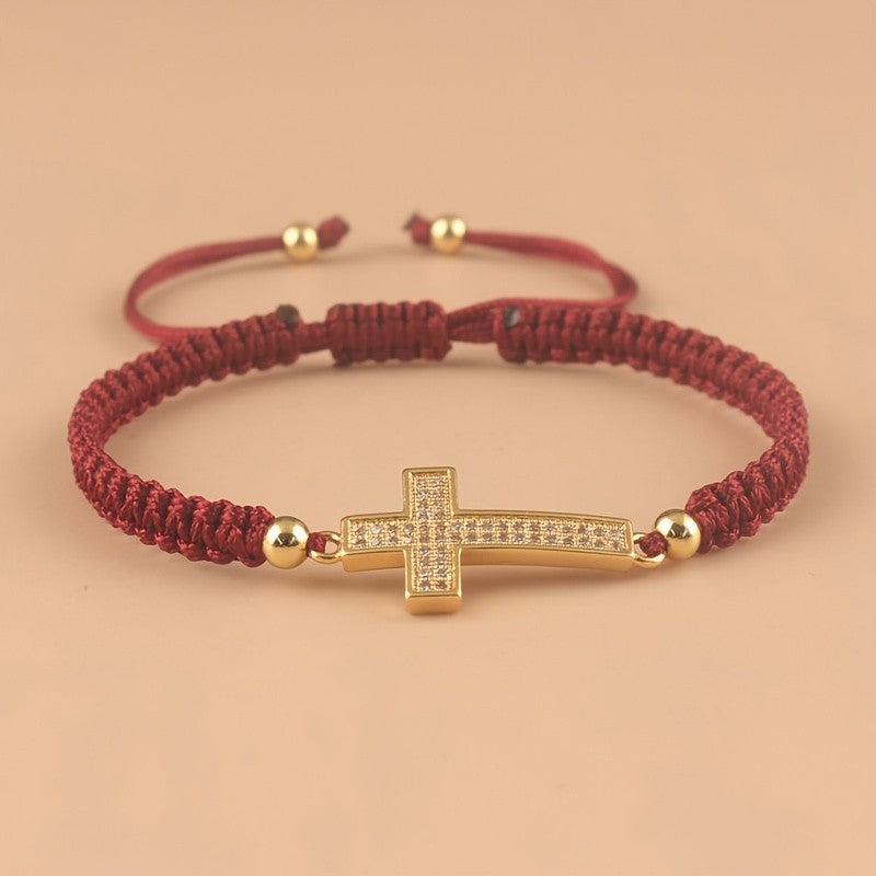 Woven Zirconia Cross Bracelet