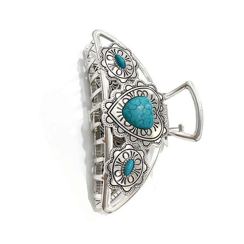 Ornate Turquoise Heart Hair Clip