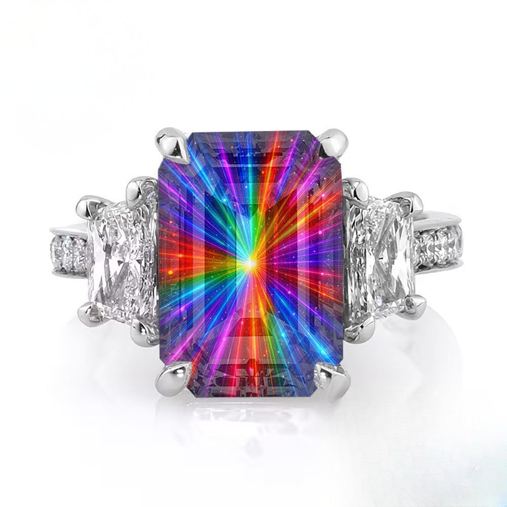 Colorful Starburst Rectangular Ring