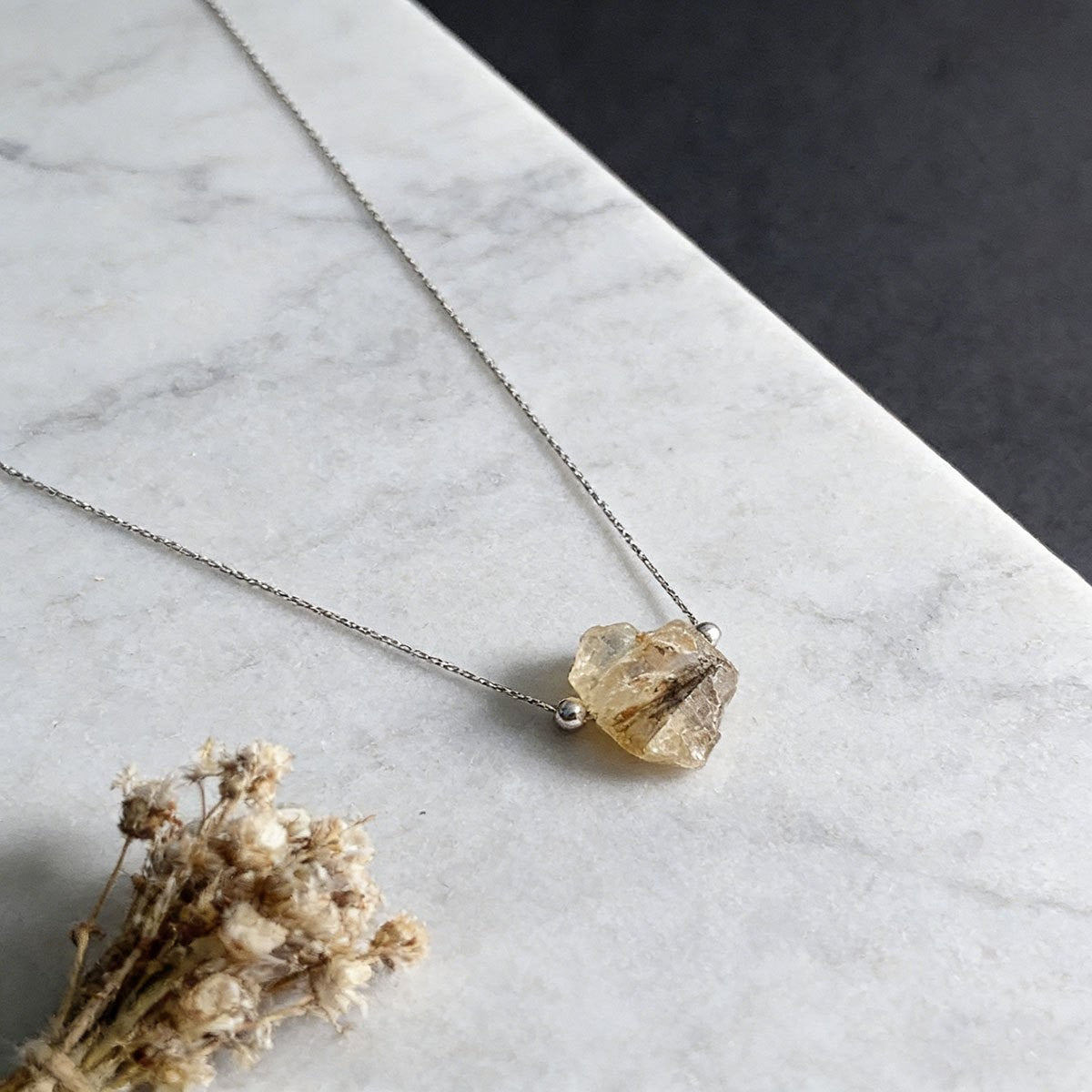 Raw Amber Crystal Necklace