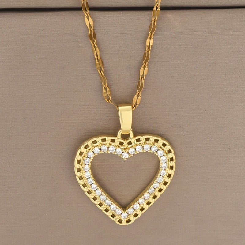 Crystal Heart Frame Necklace