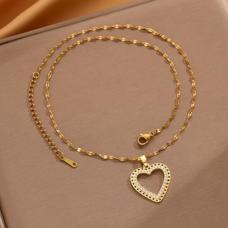Crystal Heart Frame Necklace