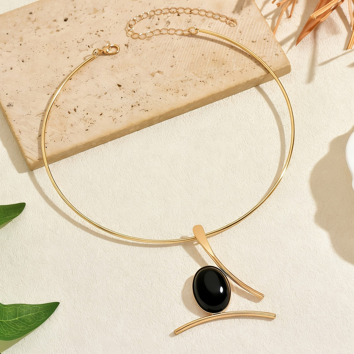 Turquoise Oval Geometric Choker Necklace