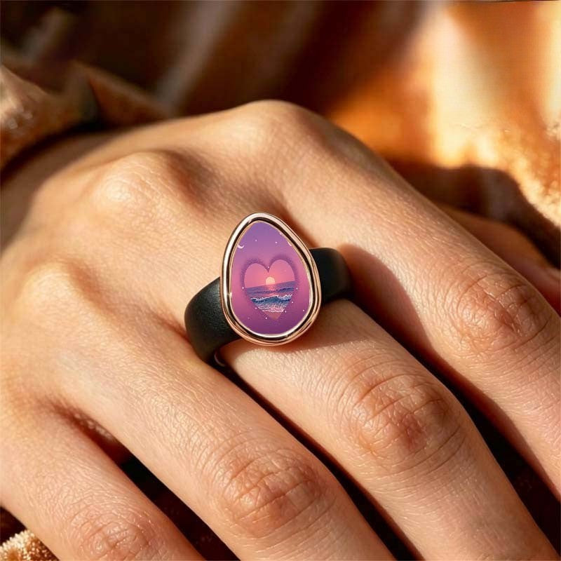Ocean Sunset Heart Ring