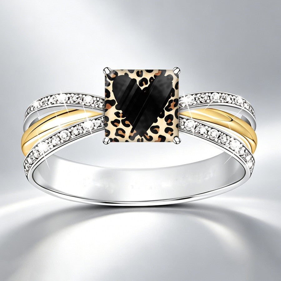 Leopard Heart Split Band Ring