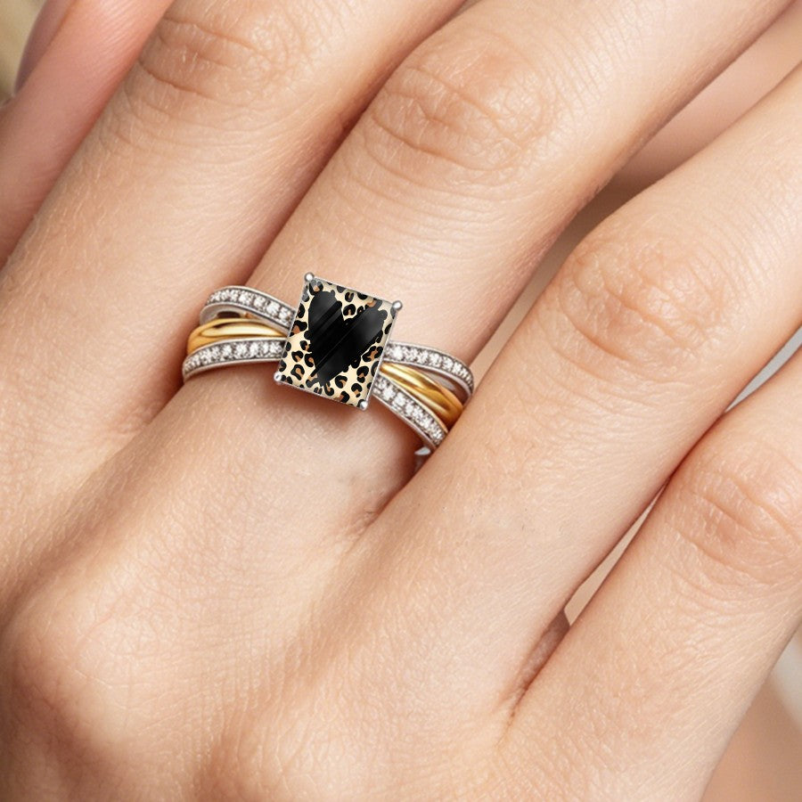 Leopard Heart Split Band Ring