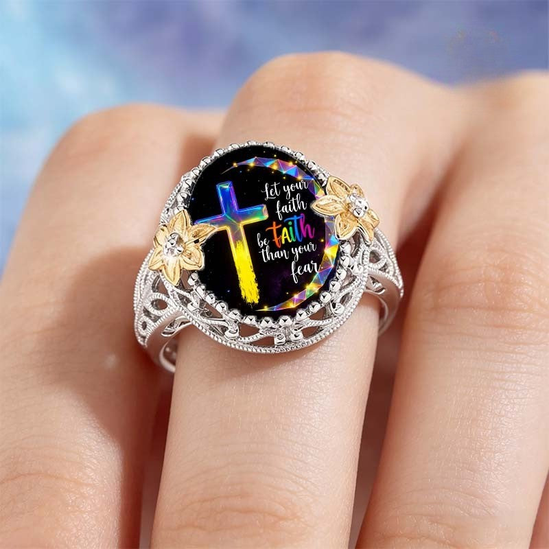 Faith Bigger Than Fear Cross Ring