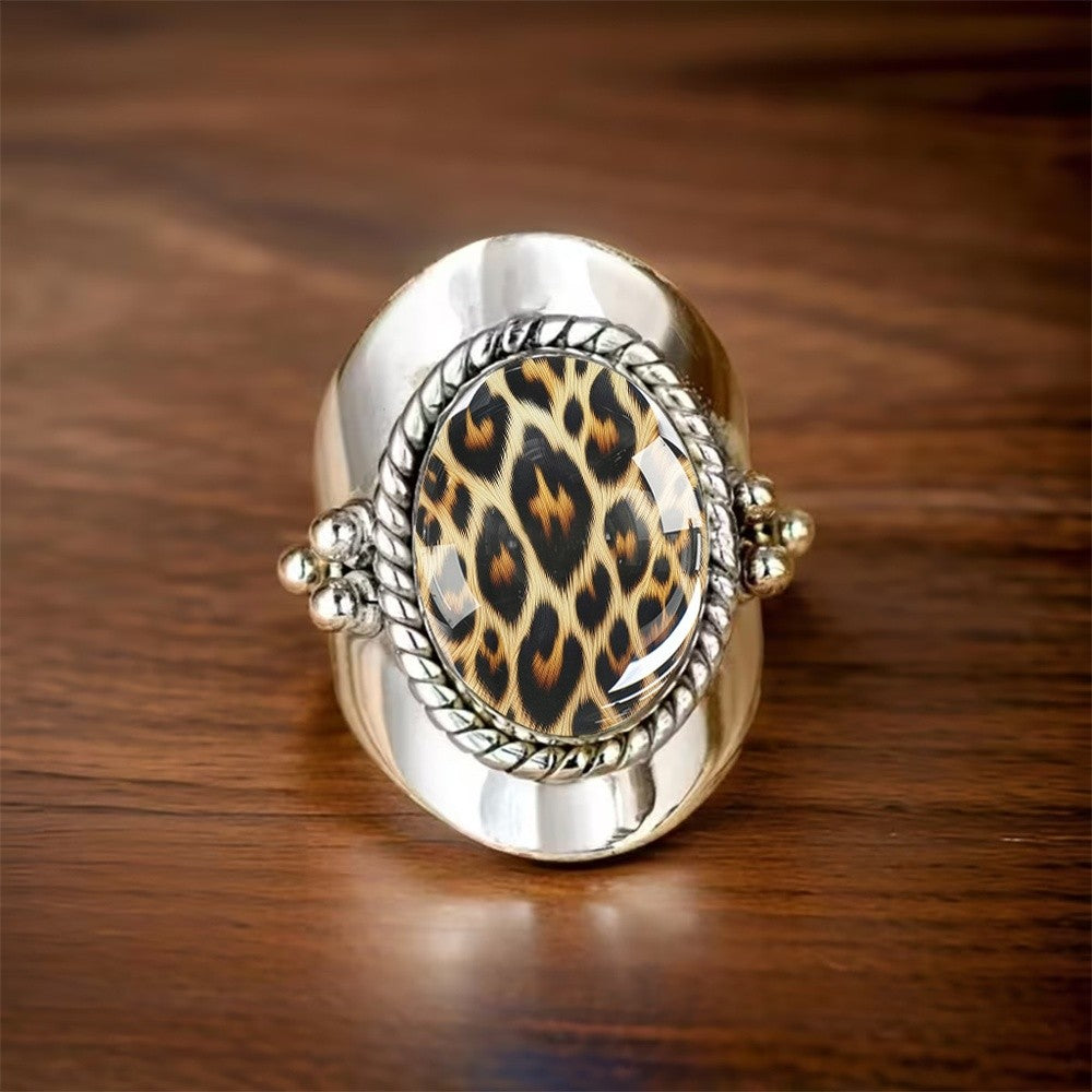 Leopard Print Oval Ring