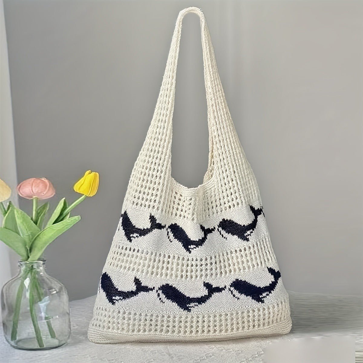 Whale Knit Tote Bag