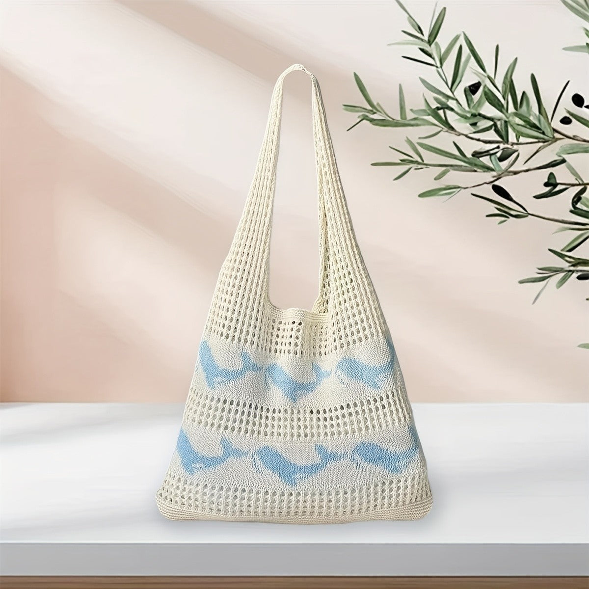 Whale Knit Tote Bag