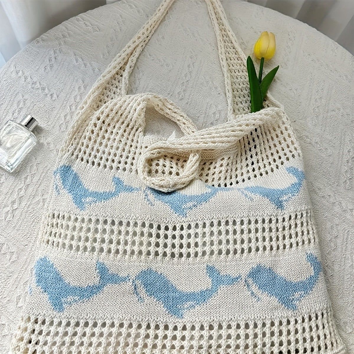 Whale Knit Tote Bag
