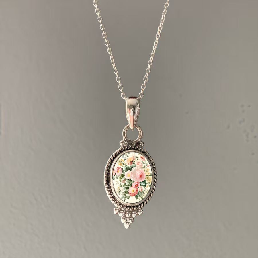 Botanical Bouquet Oval Pendant