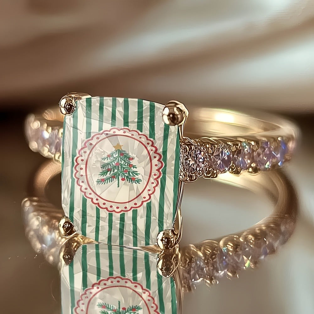 Christmas Tree Square Ring