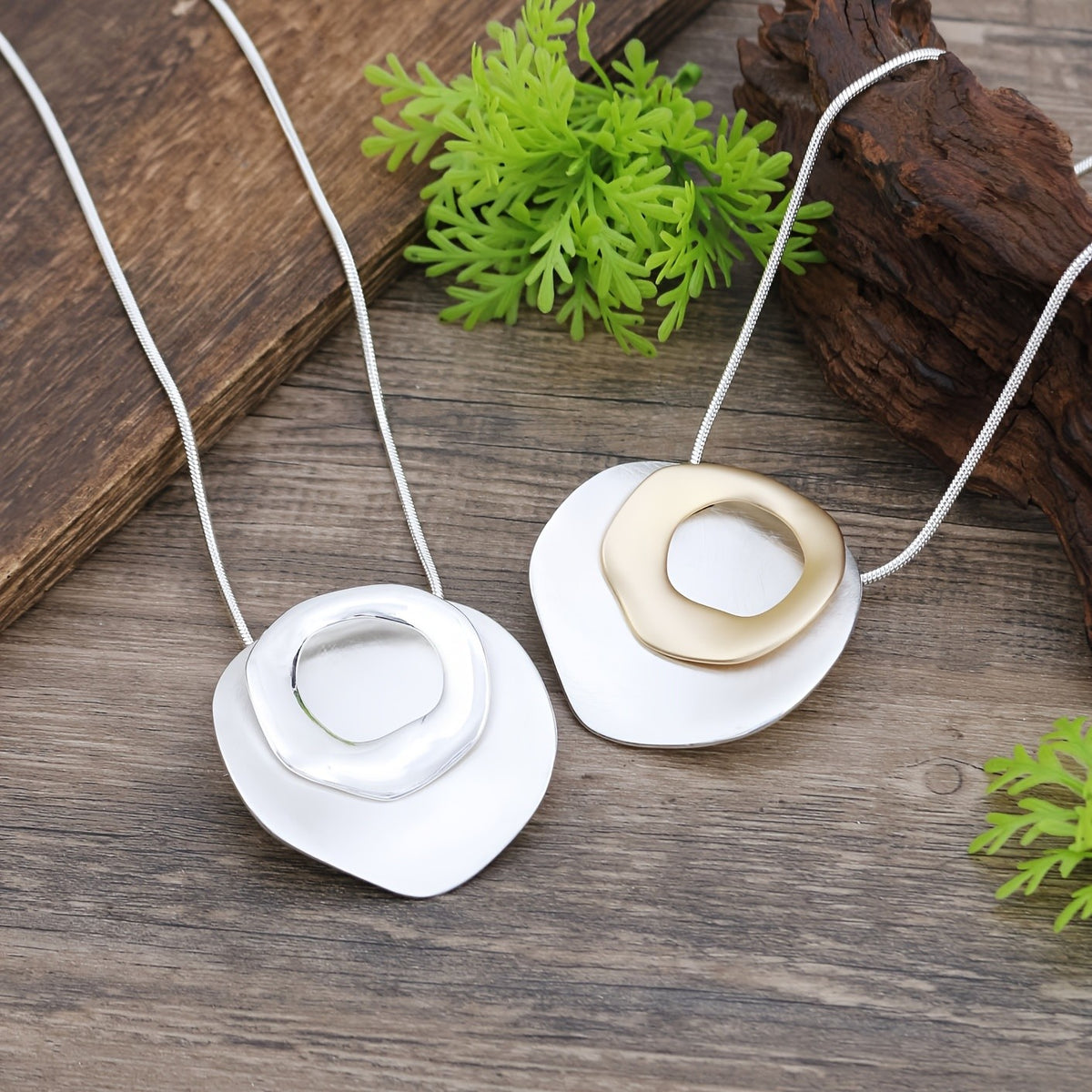 Geometric Layered Disc Necklace