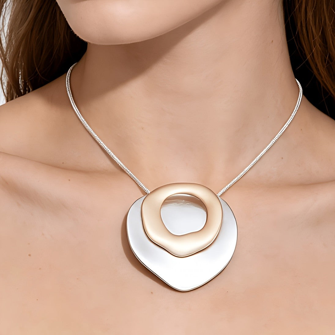 Geometric Layered Disc Necklace