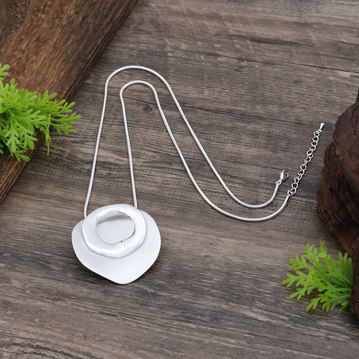 Geometric Layered Disc Necklace