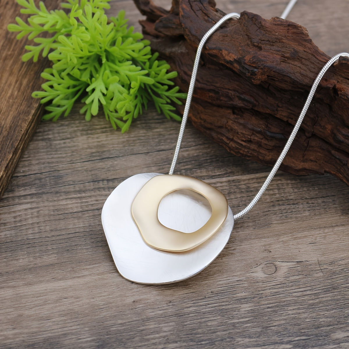 Geometric Layered Disc Necklace