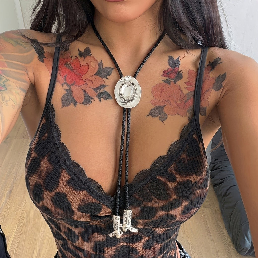 Cowboy Hat & Boots Bolo Necklace