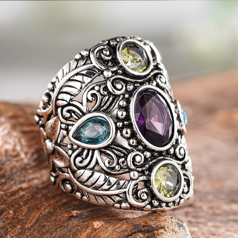 Ornate Multicolor Gem Ring