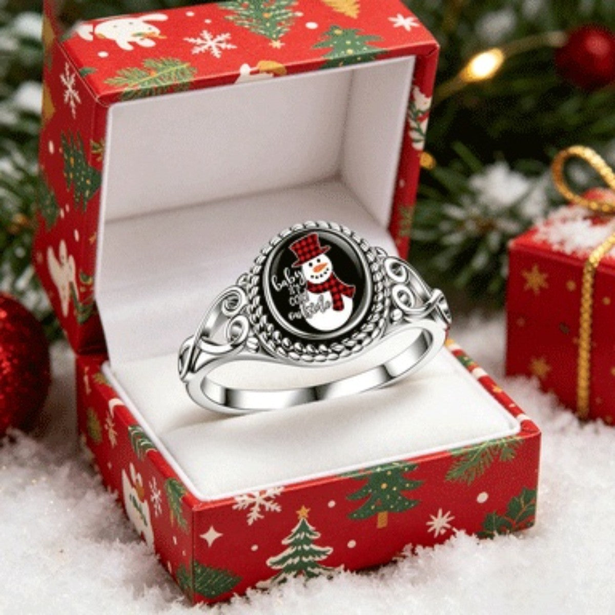 Snowman Cabochon Ring