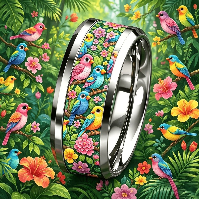 Tropical Bird & Floral Ring