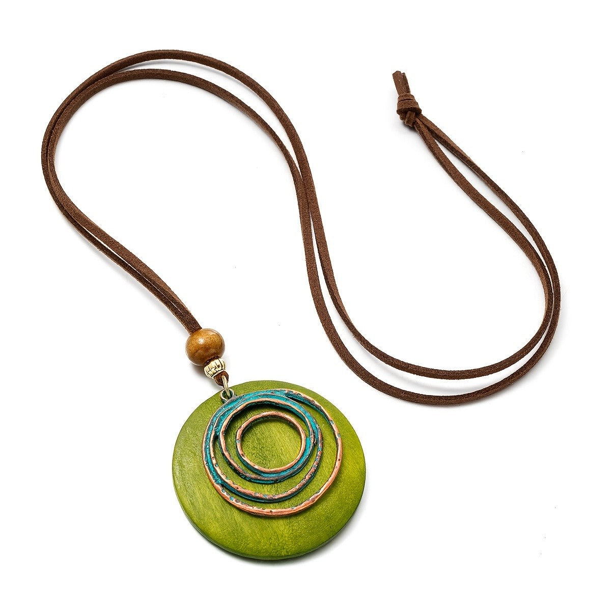 Green Concentric Circle Pendant Necklace