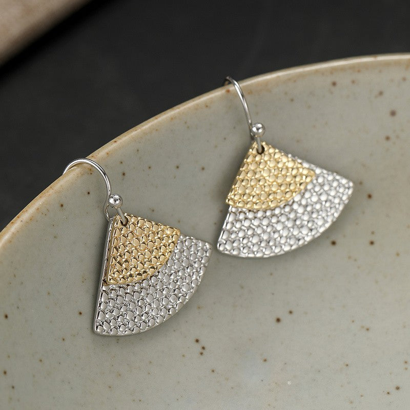 Two-Tone Hammered Fan Earrings