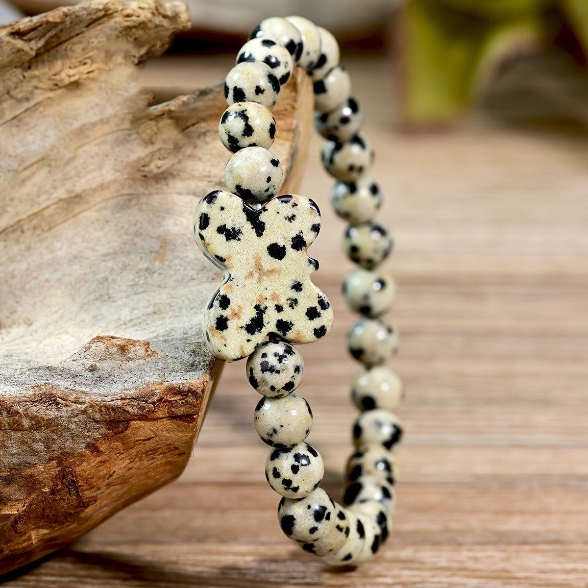 Dalmatian Jasper Butterfly Bracelet