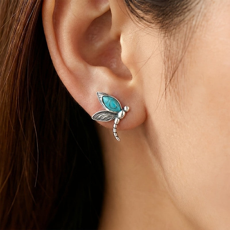Turquoise Dragonfly Stud Earrings