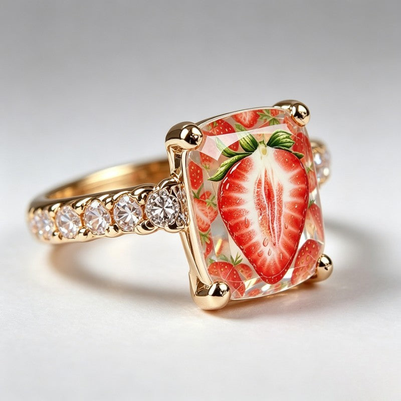 Strawberry Crystal Band Ring