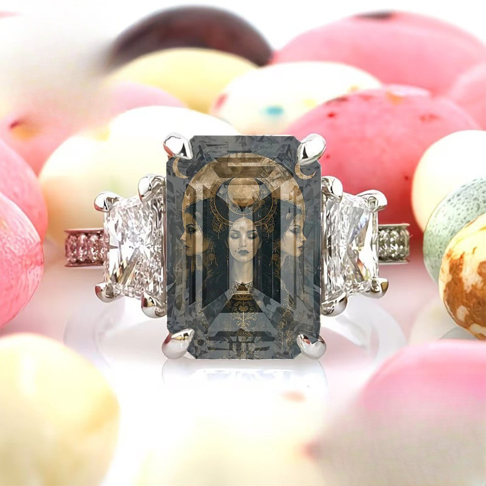 Three-Faced Goddess Square Ring