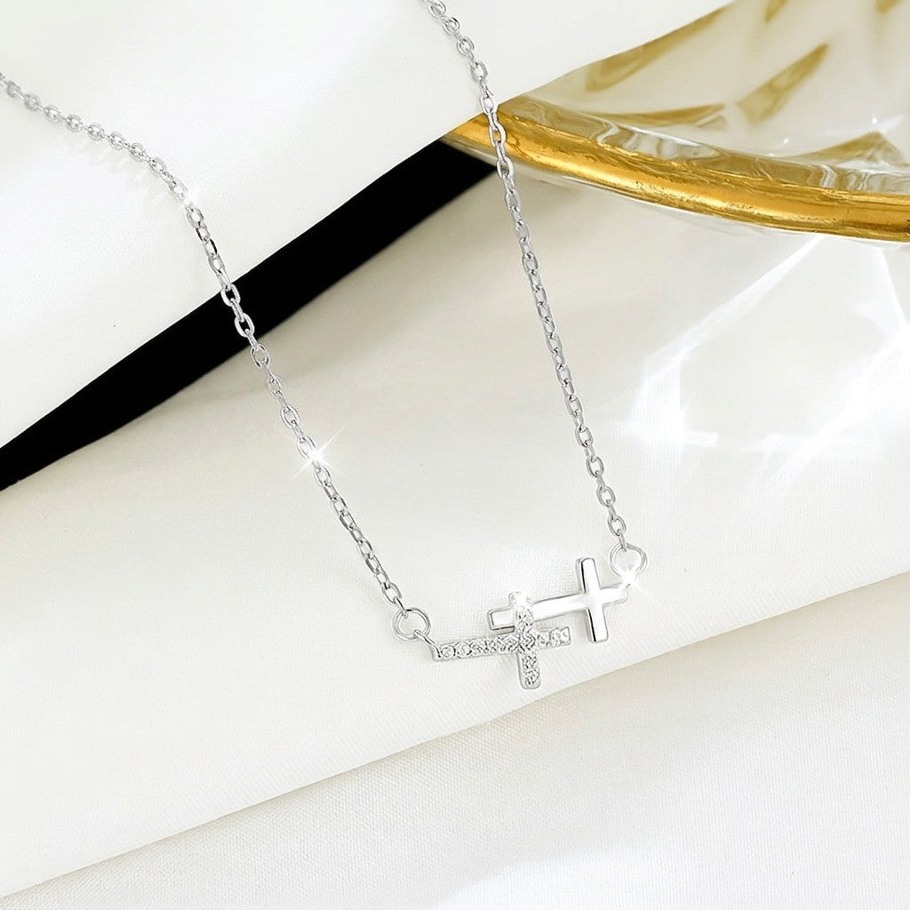 Crystal Double Cross Anklet
