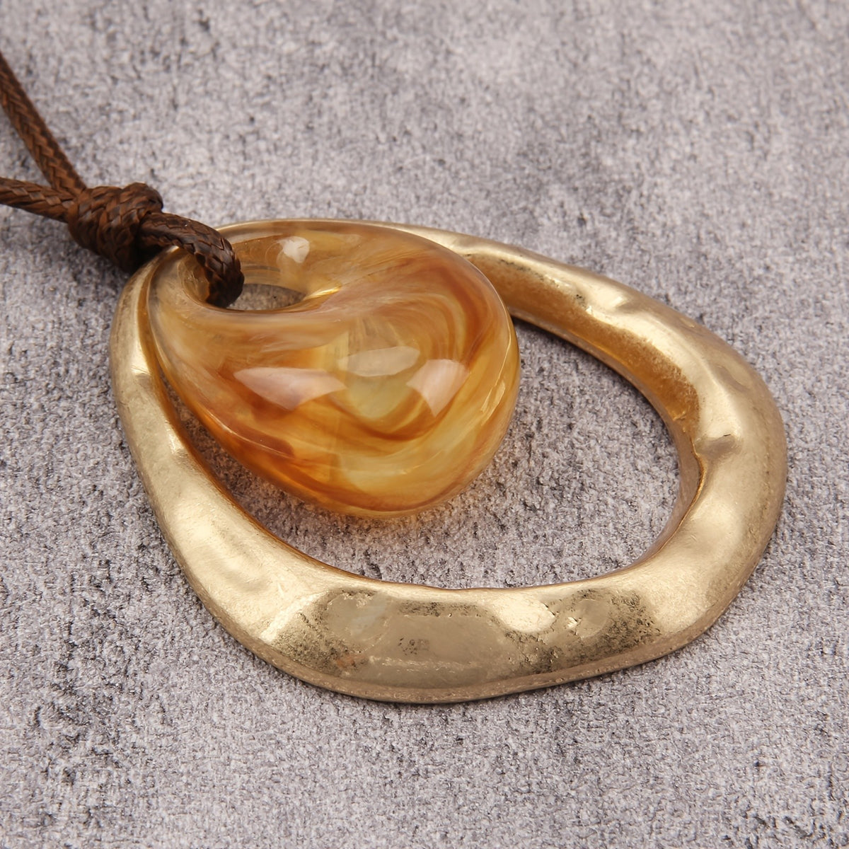 Amber Resin Irregular Frame Necklace