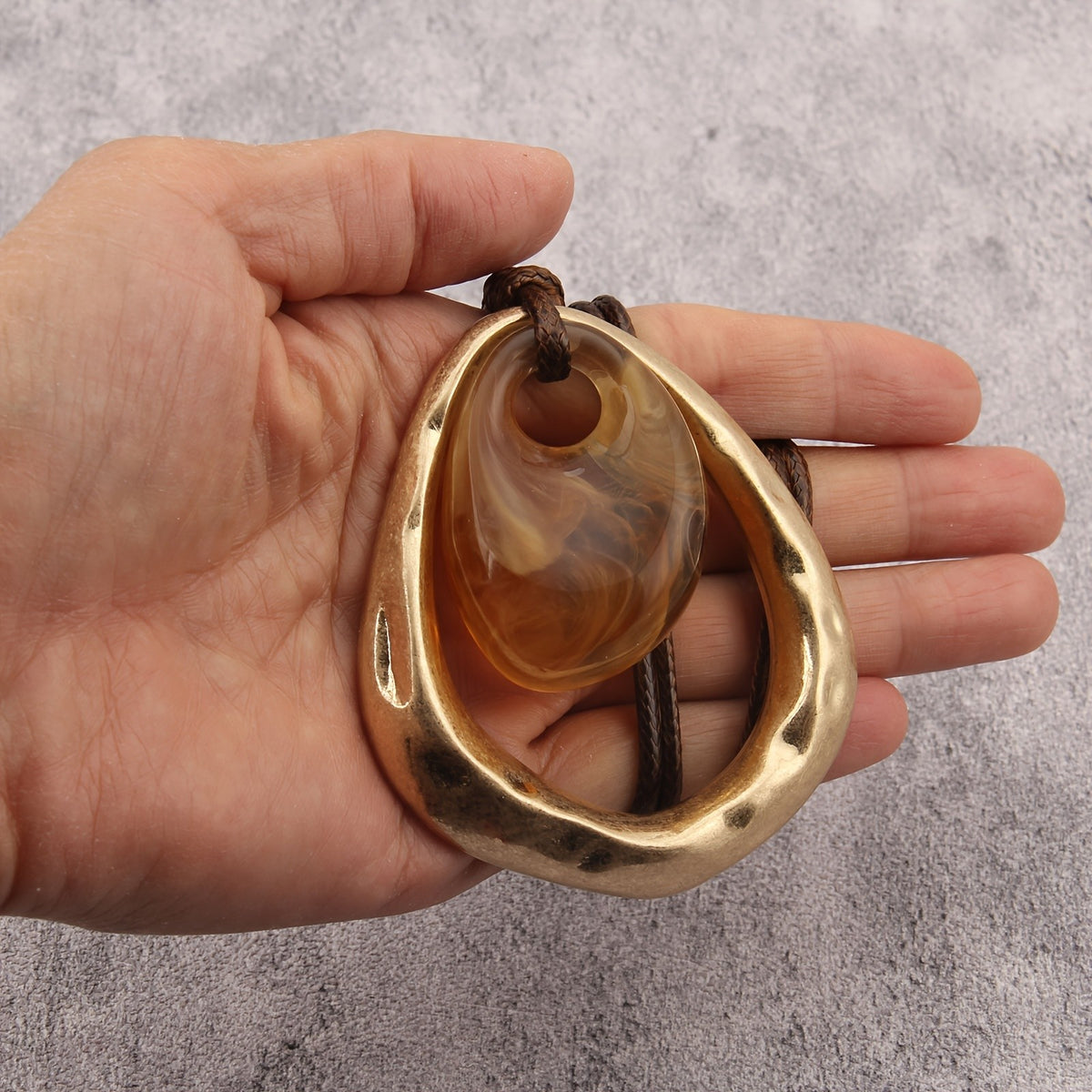 Amber Resin Irregular Frame Necklace
