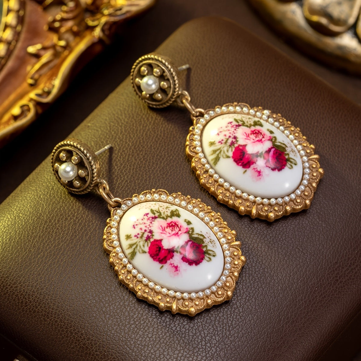 Pink Rose Cameo Jewelry Set