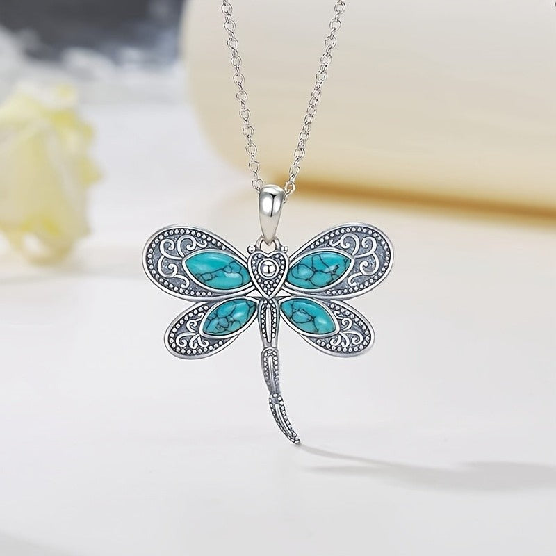 Turquoise Filigree Dragonfly Y-Necklace