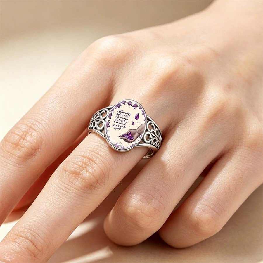 Purple Floral Memorial Ring