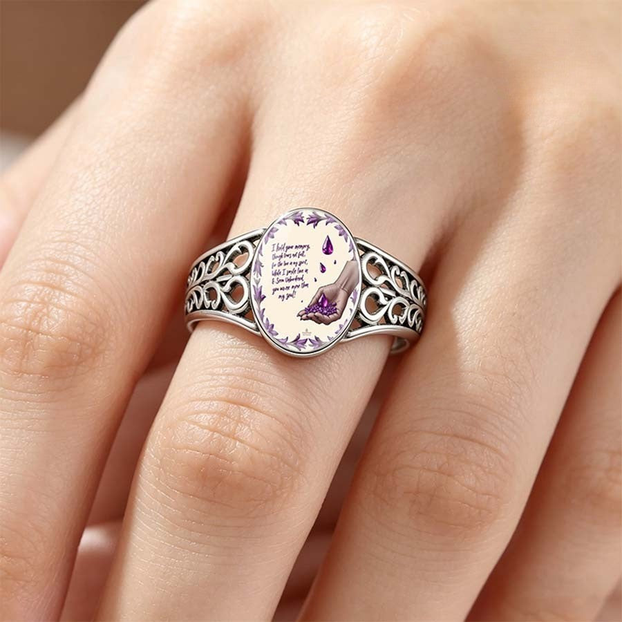 Purple Floral Memorial Ring