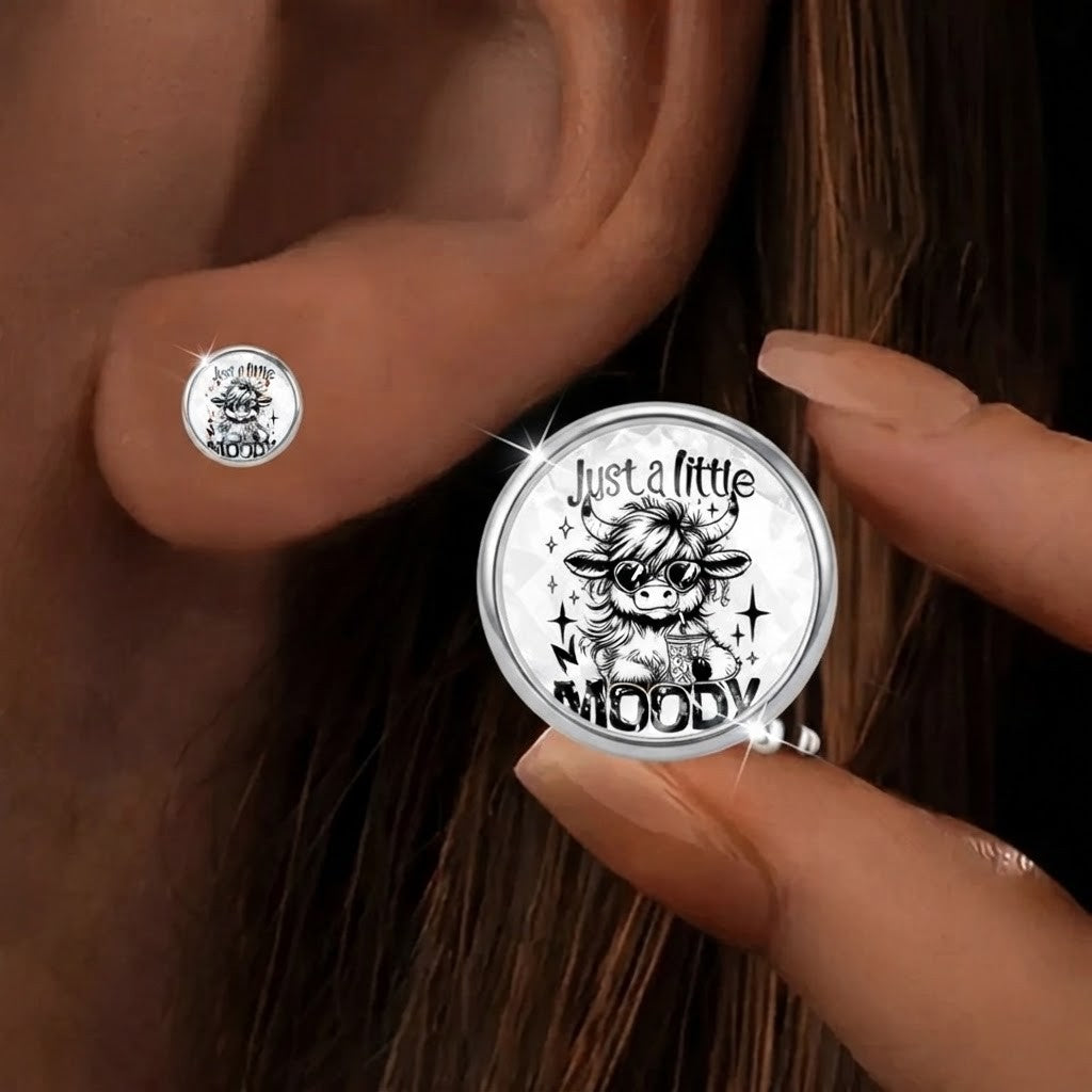 Cow Charm Stud Earrings