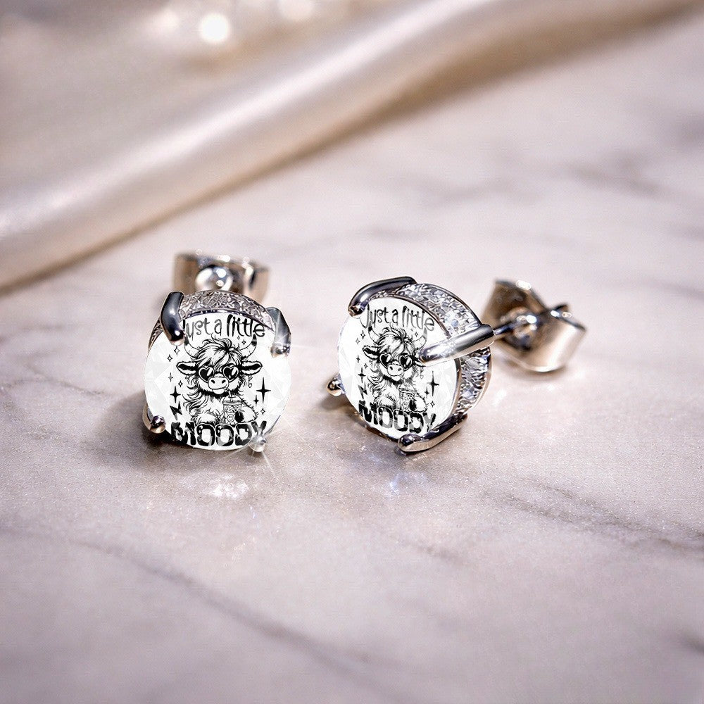 Cow Charm Stud Earrings