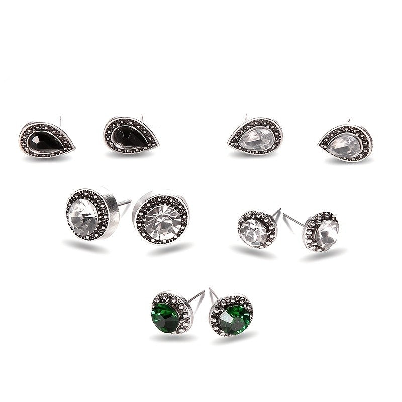Mixed Gemstone Stud Earring Set